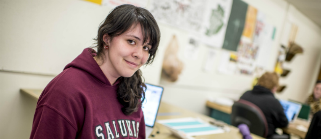 SIU Student in Languages classroom